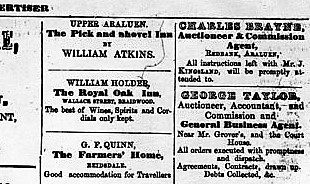 The Pick and Shovel Inn advertised in Braidwood paper in 1864