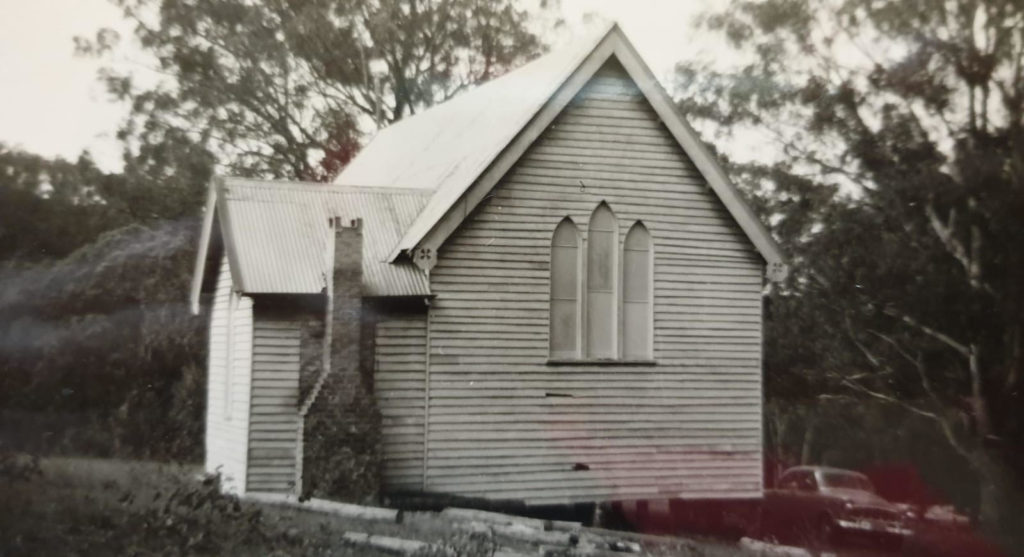 St Brigids Catholic Church Merricumbene - Back view. c 1960