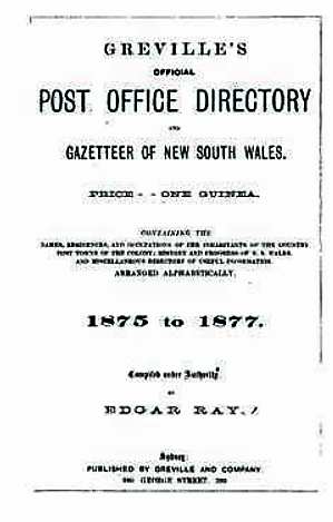 Greville's Post-office Directory of New South Wales for 1875-6 - Cover