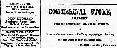 The Welcome Inn advertised in the Braidwood newspaper in 1864