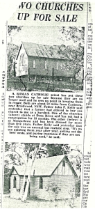 For Sale advertisement for the Deua River and Mongarlowe Catholic Churches in 1966