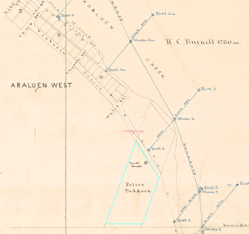 A map detailing the location of the Araluen West Courthouse