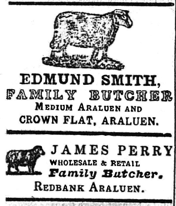 An advertisement for Edmund Smith Butcher in the Araluen Star and Miners' Right newspaper in 1863