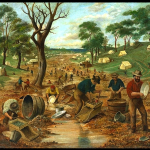 A picture of an Australian gold diggings, ca.1855, by Edwin Stockqueler (1829-1900)