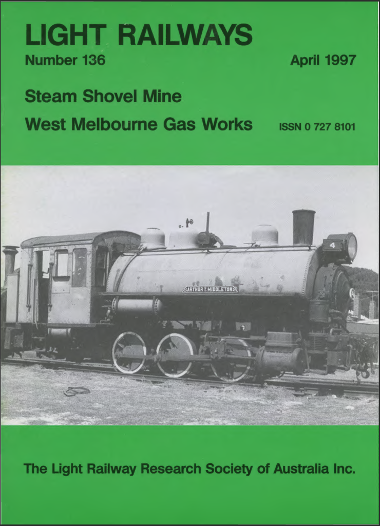 The front cover of the Light Railway Research Society of Australia, Light Railways Newsletter No: 136 published April 1997