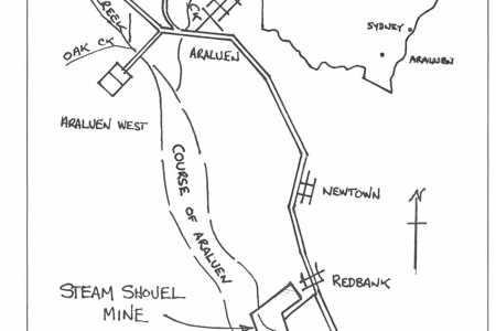 A map from the Light Railways Newsletter No: 136 showing the location of the Stam Shovel Mine at Redbank